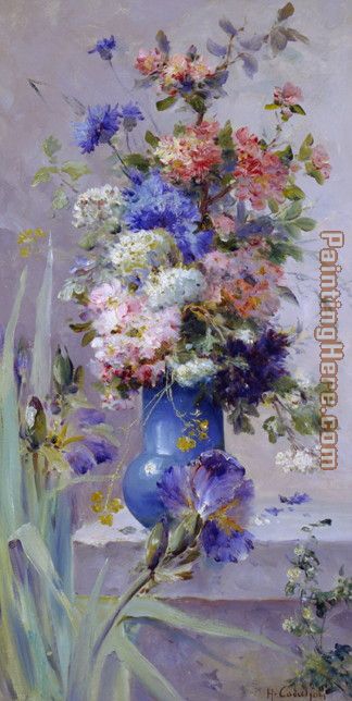Eugene Henri Cauchois Summer Flowers with Japanese Iris